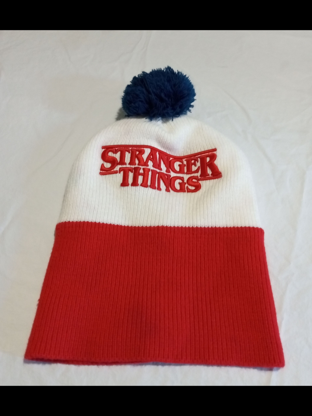 Netflix Red & White Stranger Things Logo Knit Hat
